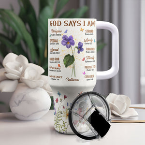 God Says I Am - Personalized 40oz Tumbler Cup With Straw - NA94