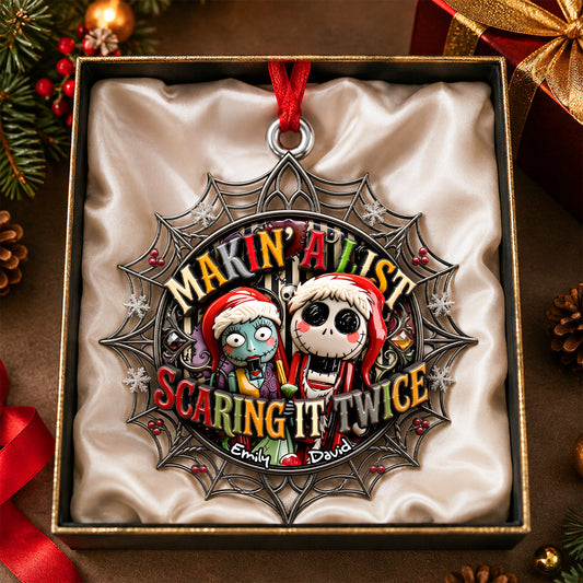 LA02. Spooky Couple Makin A List Scaring It Twice Christmas Gift, Gothic Holiday Decor - Personalized Acrylic Ornament