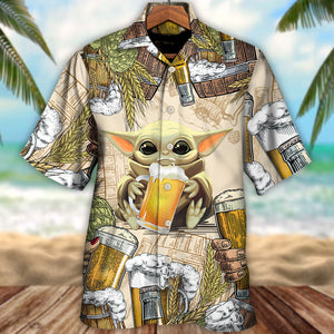 Starwars Baby Yoda And Beer Wheat - Hawaiian Shirt For Men, Women, Kids