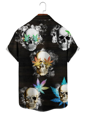 Shiny Smoking Skull Hawaiian Shirt