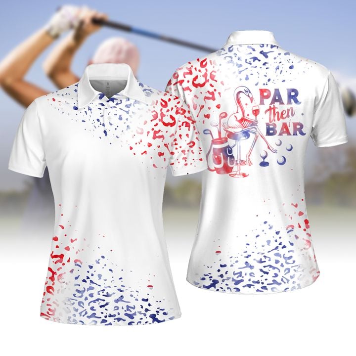 Watercolor Leopard Par Then Bar Flamingo Women Golf Polo Shirt