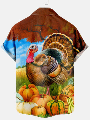 Thanksgiving Day Turkey Pumpkin Art Hawaiian Shirt