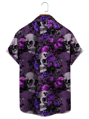 Spoonflower Skull Print Hawaiian Shirt