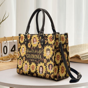 Sunflower Blessed To Be Called Grandma  - Personalized Leather Bag - Loving Gift For Mother, Grandma, Grandmother, Mother's Day NA94