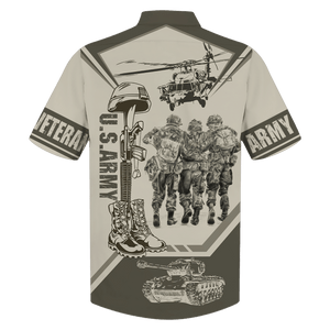 Helicopter And Soldiers Us Army Veteran Hawaiian Shirt