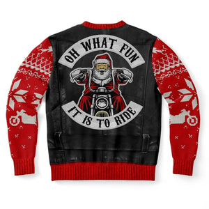 Oh What Fun It Is To Ride Motorcycle Ugly Christmas Sweater - Funny Gift For Friend, Family Member