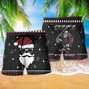 Up On The Rooftop Click Click Click Santa Claus Dark Style - Beach Short