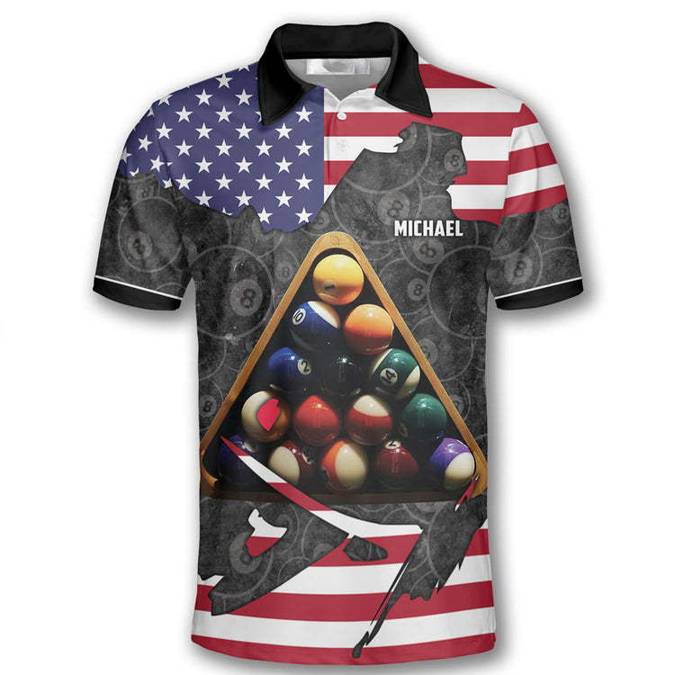 Personalized Patriotic Custom Billiard Shirts For Men Polo Shirts For Team