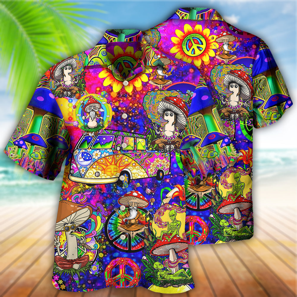 Hippie Mushroom Peace Funny Hawaiian Shirt