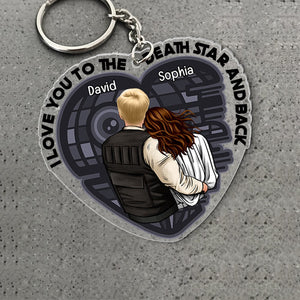 Love You To The Death Star And Back - Personalized Acrylic Keychain - Gift For Couple, Husband Wife, Anniversary, Engagement, Wedding, Marriage Gift | CL19 NA94