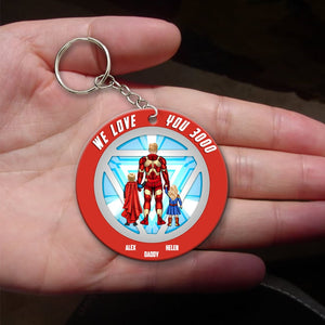 Super Hero Dad We Love You 3000 - Personalized Acrylic Keychain - Gift For Dad, Fathers Day  - CL02 NA94