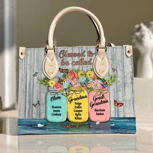 Blessed To Be Called Mommy - Personalized Leather Bag - Gift For Mother, Grandma, Grandmother, Mother's Day | NA94