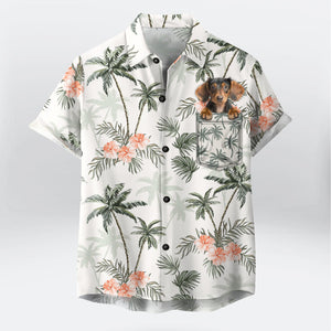 Custom Photo Palm Trees Floral Pattern - Gift For Dad, Mom Dog Lovers - Personalized Hawaii Shirt