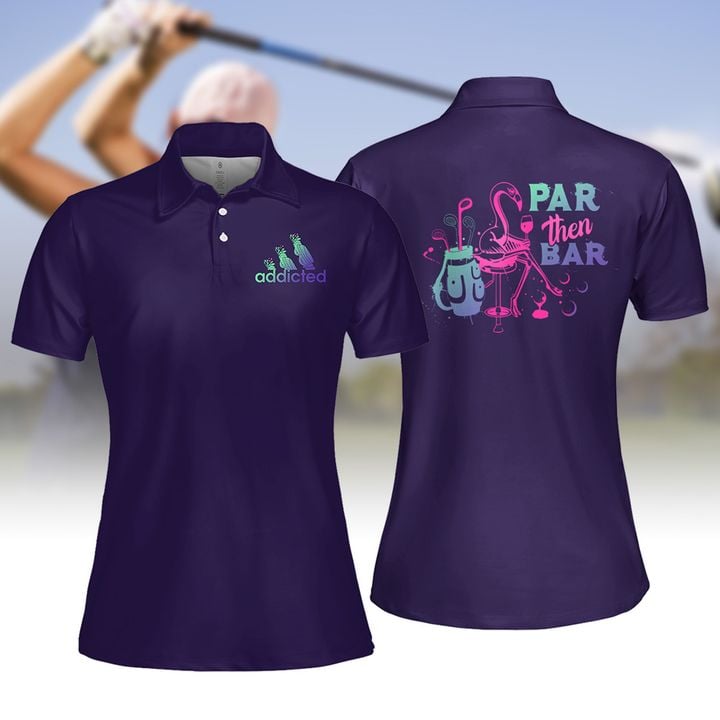 Gradient Par Then Bar Flamingo Women Golf Polo Shirt