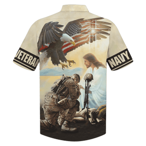 Navy God Bless The Soldier And The Eagle U.S Navy Veteran Hawaiian Shirt