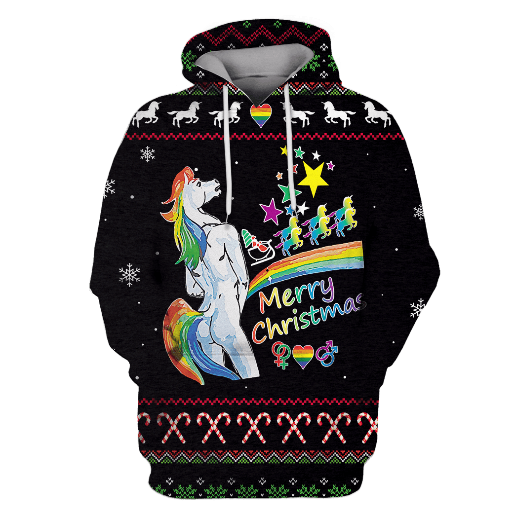 Unicorn Merry Christmas Hoodie For Men And Women