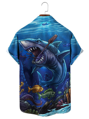 Shark Underwater Print Hawaiian Shirt