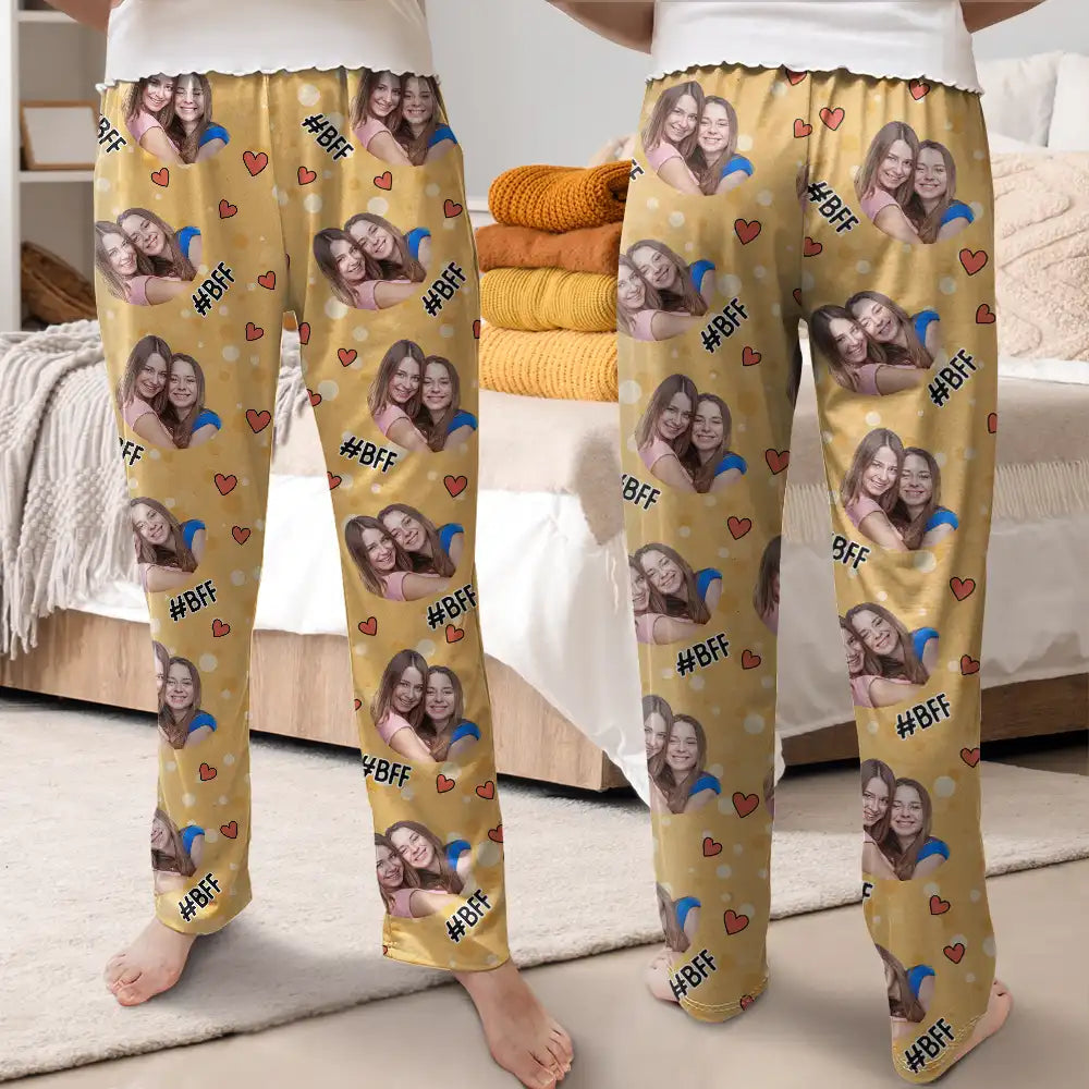 Custom Photo Besties Sisters Hashtag - Gift For Best Friends, Besties - Personalized Pajama Pants - NA94