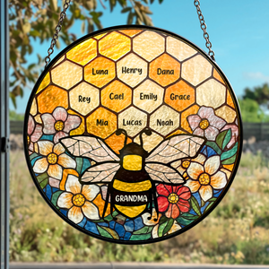 Mama 's Garden Bee - Personalized Window Hanging Suncatcher Ornament - Gift For Mom, Grandma, Mothers Day NA94