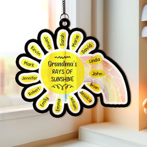 Grandma's Rays Of Sunshine - Personalized Window Hanging Suncatcher Ornament - Gift For Mom, Grandma, Mother's Day | NA94