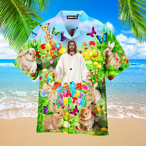 Jesus Happy Easter Rabbit Chilling In The Flower Hawaiian Shirt For Men & Women