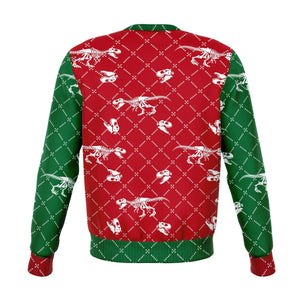 Dinosaur T-rex Christmas Green Red Ugly Sweater