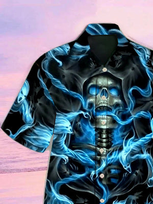 Skull Black Ground Hawaiian Shirt