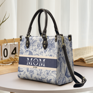 Custom Kids Names Floral  - Personalized Leather Bag - Loving Gift For Mother, Grandma, Grandmother, Mother's Day | NA94