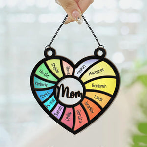 Mom Heart Shaped  - Personalized Window Hanging Suncatcher Ornament  - Gift For Mom, Grandma, Mothers Day NA94