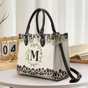 Monogram And Birth Month Flower - Personalized Leather Bag - Loving Gift For Mother, Grandma, Grandmother, Mother's Day NA94