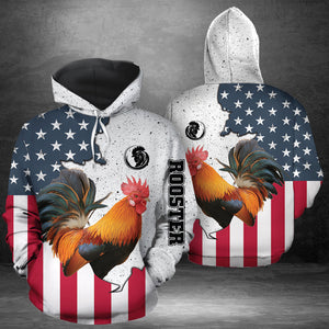 Rooster US Flag Hoodie For Men And Women