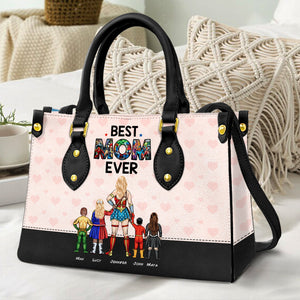 Super Hero Mom Purse Version 2 - Personalized Leather Bag - Gift For Mother, Grandma, Grandmother, Mother's Day | CL02 NA94