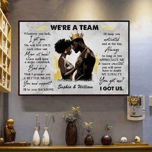 Custom Photo We're A Team I Got Us Black African Couple - Personalized Canvas Poster - Gift For Black Couple, Valentine, Anniversary, Husband Wife - GR5 NA94