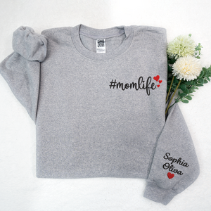 Custom Mom And Kids Momlife - Embroidered Sweatshirt, Hoodie, Tshirt - Best Gift for Mom