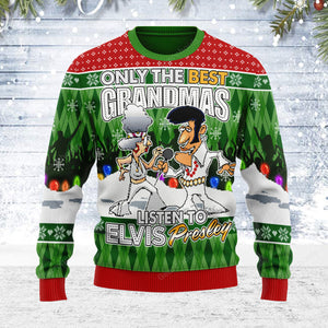 Elvis Only The Best Grandmas Listen To Elvis - Ugly Christmas Sweater