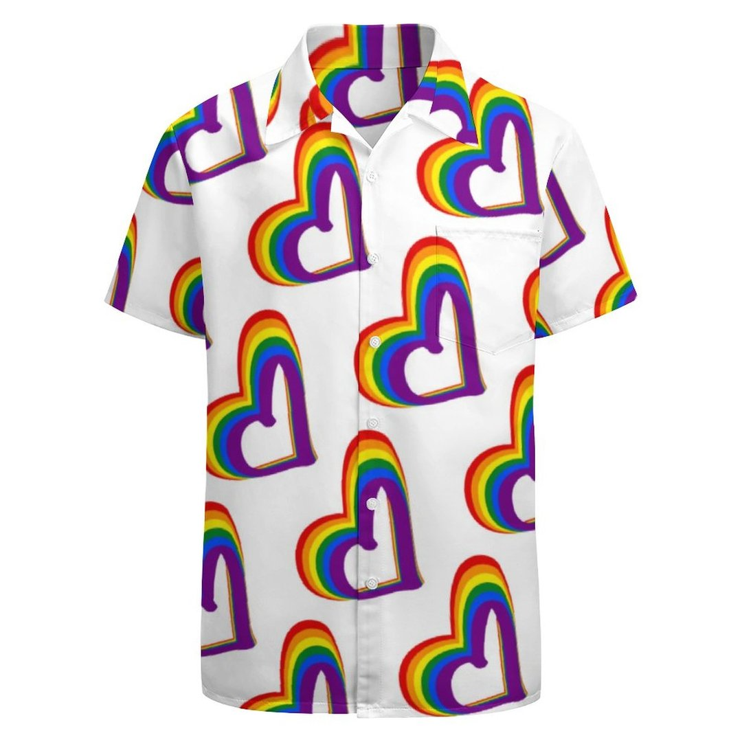 Lgbt Rainbow Flag Hearts Pattern - Hawaiian Shirt