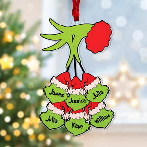 The Grinch Christmas With Us - Gift For Family - Personalized Acrylic Ornament NA94