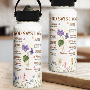 Custom Flowers Affirmation Water Bottle - Personalized Stainless Steel Water Bottle - Gift For Mom, Grandma, Girlfriend, Wife, Mothers Day - NA94