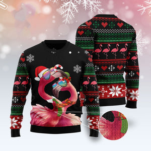 Flamingo Couple Christmas Tree Ugly Sweater