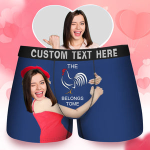 Custom Photo The Chicken Belongs To Me - Gift For Husband, Boyfriend - Personalized Men's Boxer Briefs