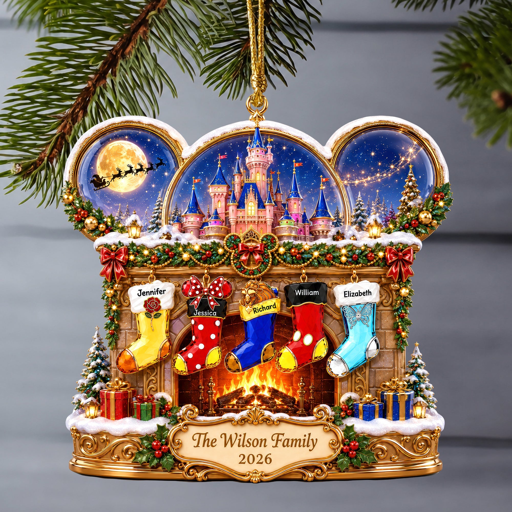 DSNY  Magic Mouse Family Christmas Stockings Christmas Gift For Family - Personalized Acrylic Ornament LA02