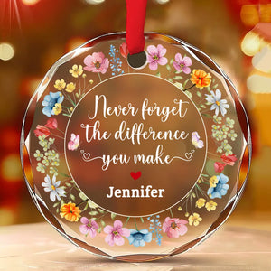 Thank You Because Of Your Difference - Personalized Glass Ornament - Gift For Friends, Bestie - NA94