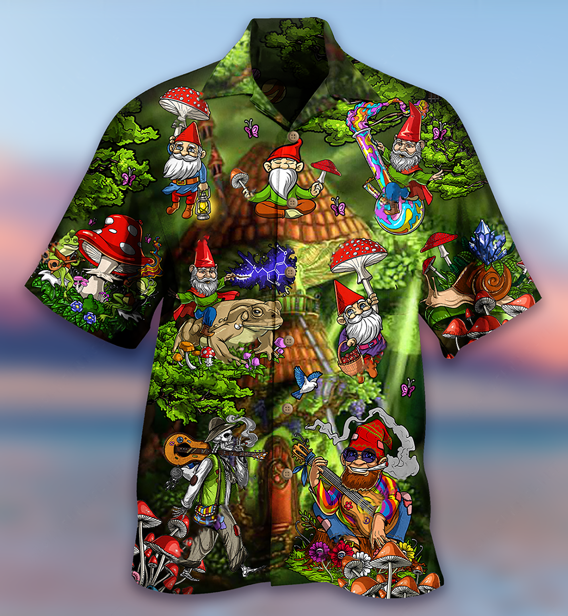 Hippie Mushroom Peace Love Life Color Hawaiian Shirt