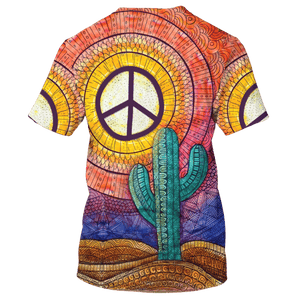 Hippie Cactus Under The Sky Of Peace - T-Shirt