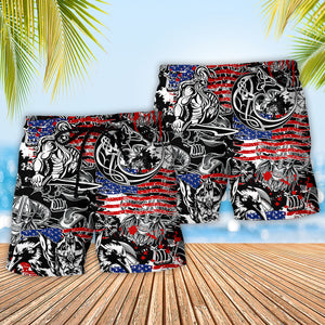 Viking Independence Day Odin Warrior And Wolf Beach Short