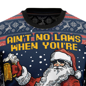 Aint No Laws When You're Drinking With Claus Ugly Sweatshirt - Gift for Dad, Grandpa, Husband