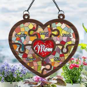 Mom Hold Us All - Personalized Window Hanging Suncatcher Ornament - Gift For Mom, Grandma, Mothers Day NA94