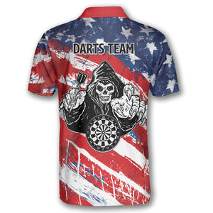 Personalized American Flag Water Color Custom Darts Polo Shirts For Men