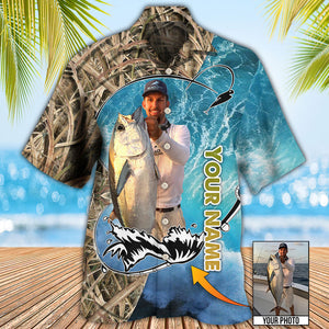 Personalized Fishing Blue Water Cool Custom Photo - Hawaiian Shirt