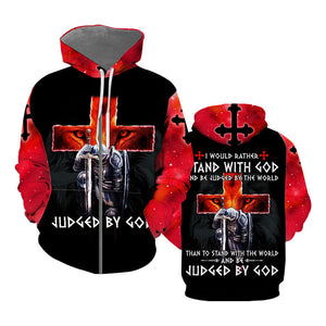 Judged By God Stand With Jesus Red Hoodie For Men & Women